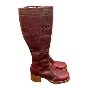 NEW Vintage Frye 15” Campus Zipper Boots Black Cherry 5310 Black Label Deadstock